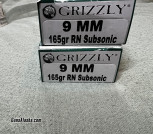 Grizzly 9mm 165g RN Subsonic