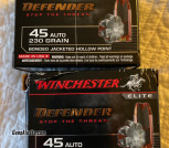 Two Boxes 45 ACP Personal Defense Ammo