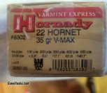 22 Hornet Hornady Varmit Express 35gr VMax 1 box of 25 rds