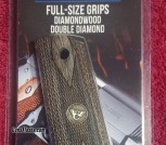 NEW Wilson Combat 1911 Pistol Grips Full Size Diamondwood Double Diamond Ambidextrous Cut Pewter Medallion 