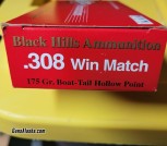 Black Hills .308 175G BT HP Match 25-Boxes