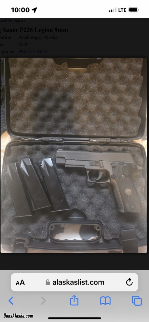 Sig Sauer Legion P226 9mm