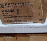 Federal American Eagle .45 Auto 230 Gr FMJ 5 Box of 100 = 500 Rounds